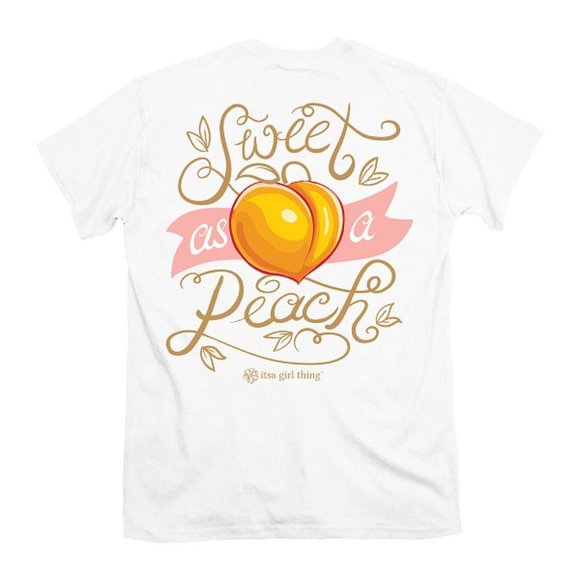 Sweet As A Peach Cute White T-Shirt  ~ Sizes Medium, Large and XL Available - Picture 1 of 5